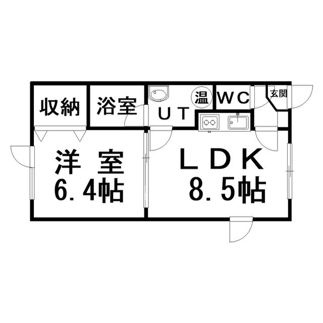 ＪＲ根室本線 釧路駅 バス乗車時間：22分 最寄りバス停で下車 徒歩8分 2階建 築20年(1LDK/1階)の間取り写真