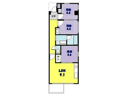 レオン光善寺II(3LDK/3階)の間取り写真