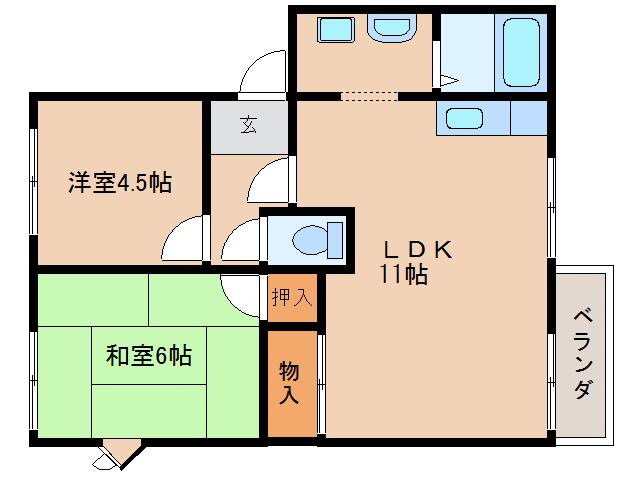 フレグランス左京(2LDK/1階)の間取り写真