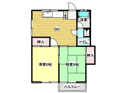 コーポヤマ(2DK/1階)の間取り写真
