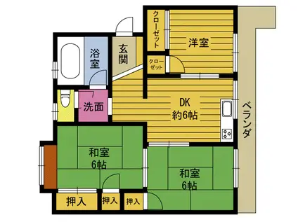 豊府Rアパートメント(3DK/2階)の間取り写真