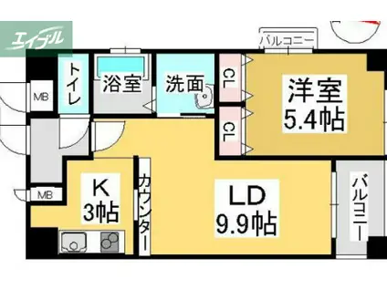 クレストシティ中井町(1LDK/4階)の間取り写真