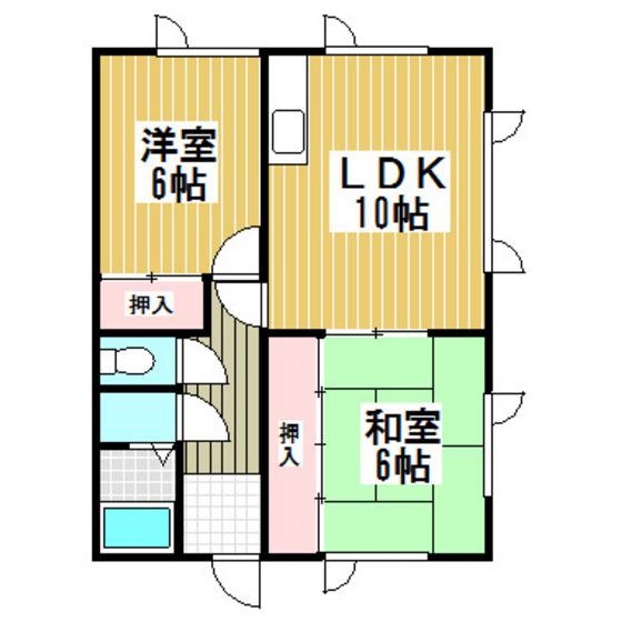ハイツタカサキ1号棟(2LDK/2階)の間取り写真