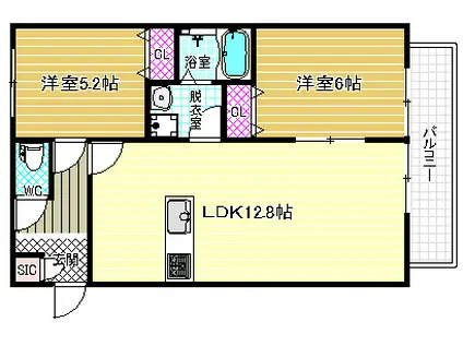 アッツ・コート松原三宅ファミリア北館(2LDK/1階)の間取り写真