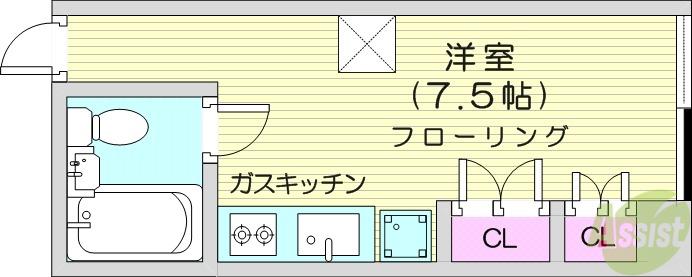 コーポ土樋(ワンルーム/7階)の間取り写真
