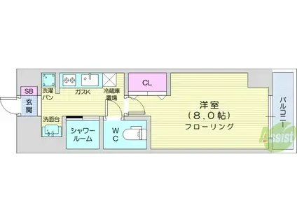 STADT LEBEN(1K/4階)の間取り写真