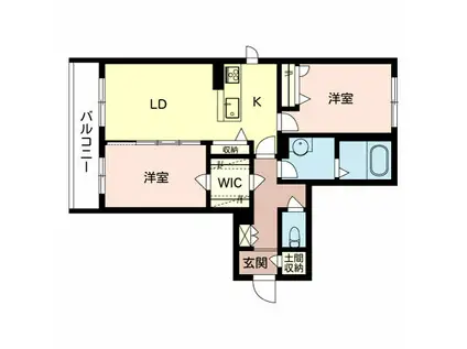 SHA MAISON TEZUKAYAMA ウエスト(2LDK/3階)の間取り写真