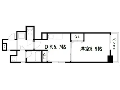 綾小路パレス(1DK/6階)の間取り写真