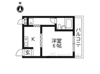 スカイドーム寺田(1K/3階)の間取り写真