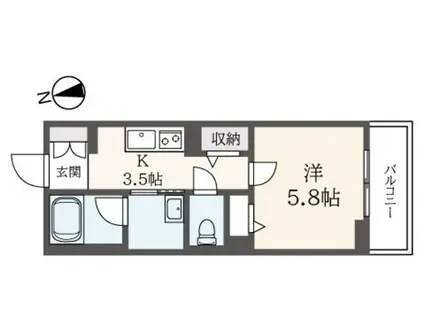 上北沢サザンルーム(1K/2階)の間取り写真