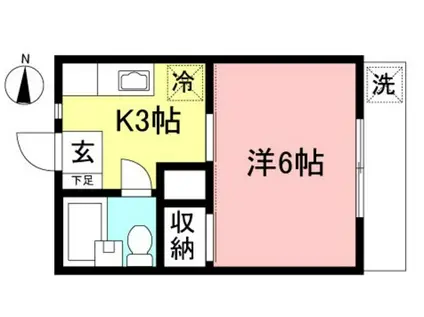 キャスル代田B棟(1K/1階)の間取り写真