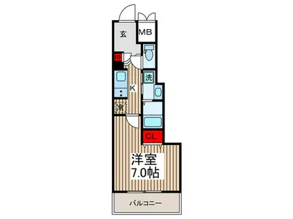 ライジングプレイス亀戸(1K/8階)の間取り写真