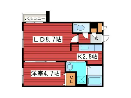 デューレン(1LDK/1階)の間取り写真