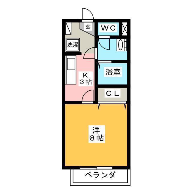 サンパティーク(1K/2階)の間取り写真