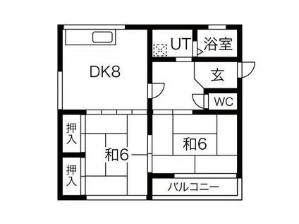 コーポ岡崎(2DK/2階)の間取り写真