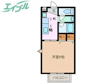 SURPLUS ONE後藤(1K/2階)の間取り写真