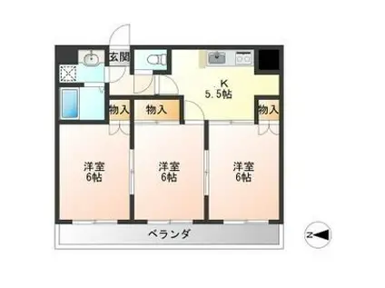 アーバンシェルB館(3K/4階)の間取り写真