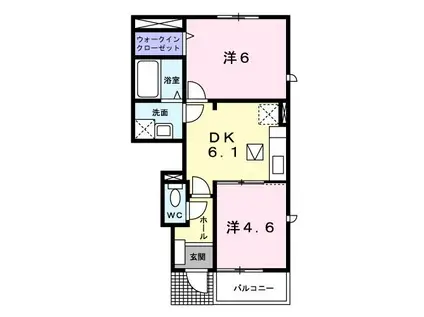 カルム・グリシーヌII(2DK/1階)の間取り写真