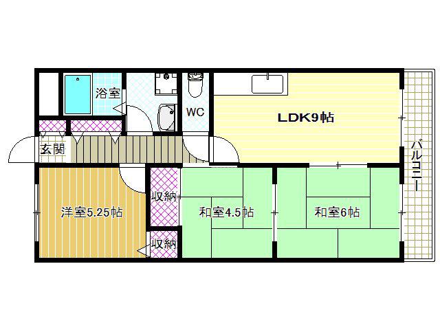 アルカザーレ国分西(3LDK/5階)の間取り写真