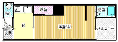 メゾンドウッド東新町(1K/1階)の間取り写真