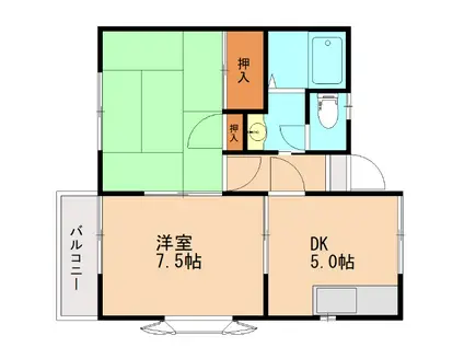 IT′S那珂川III(2DK/1階)の間取り写真
