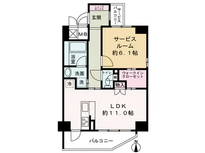 レシェンテ西梅田(1LDK/4階)の間取り写真