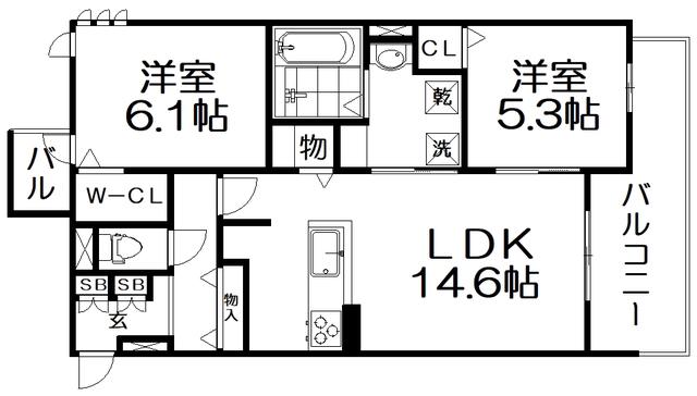 フィエルテ(2LDK/3階)の間取り写真