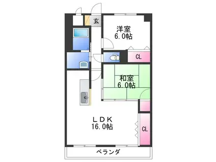 パティナF(2LDK/1階)の間取り写真