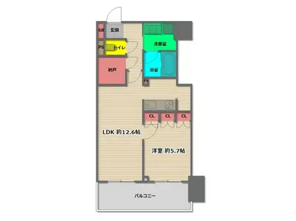 RJR堺筋本町タワー(1LDK/14階)の間取り写真