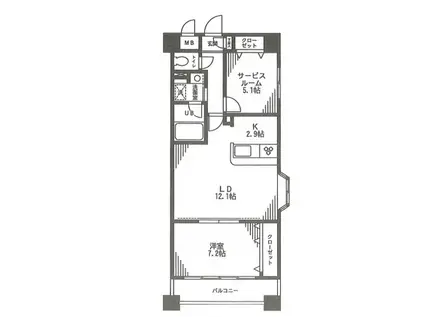 フェリーチェ(1SDK/4階)の間取り写真