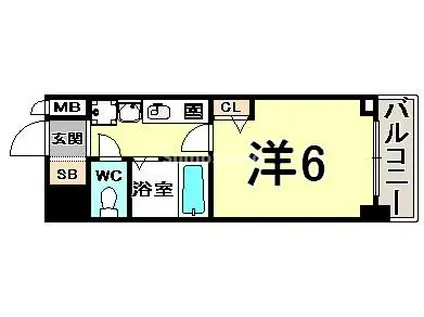 エステムコート神戸元町通(1K/9階)の間取り写真