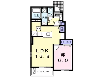 ベル・オーシャン S棟(1LDK/1階)の間取り写真