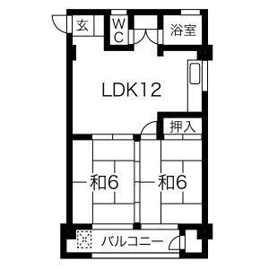 岐阜南中駒ビル(2LDK/4階)の間取り写真