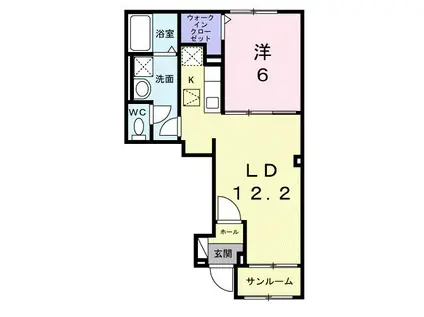 ドルチェビータ III(1LDK/1階)の間取り写真