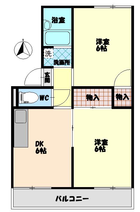 セジュール住吉A(2DK/2階)の間取り写真