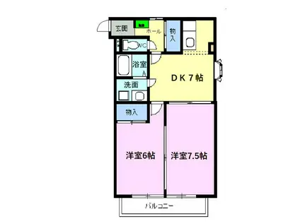 プレスティージ迎山 I(2DK/2階)の間取り写真