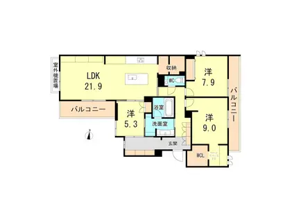 阪急甲陽線 苦楽園口駅 徒歩9分 3階建 築1年(3LDK/2階)の間取り写真