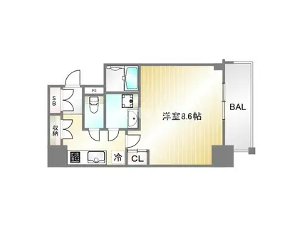 GENOVIA神戸湊川公園(1K/5階)の間取り写真