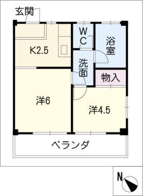 コーポ竜(2K/3階)の間取り写真