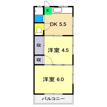 西泉荘(2DK/3階)の間取り写真