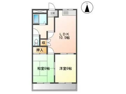 グリーンハイツ(2LDK/2階)の間取り写真