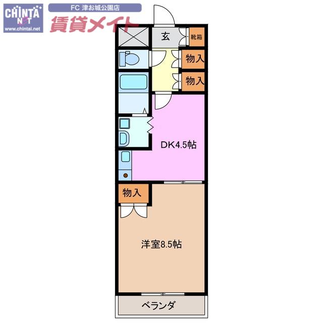 BELL KARM S(1DK/1階)の間取り写真