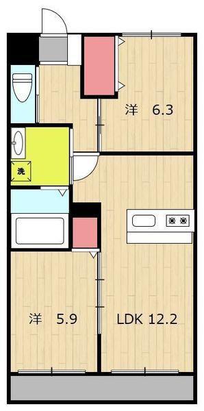 シーテラス(2LDK/5階)の間取り写真