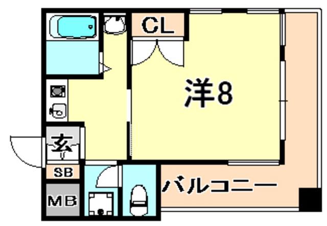 ジョイフル兵庫(1K/9階)の間取り写真