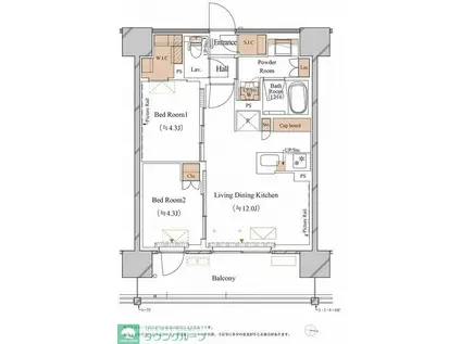 ブランシエスタ木場(2LDK/3階)の間取り写真