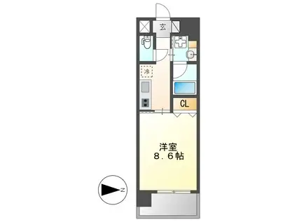 オープンブルーム八田STATIONFRONT(1K/12階)の間取り写真