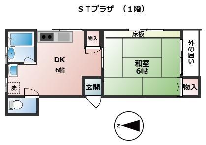 STプラザ(1DK/1階)の間取り写真