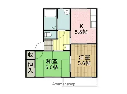 メゾンドシュヴァリエ(2DK/1階)の間取り写真