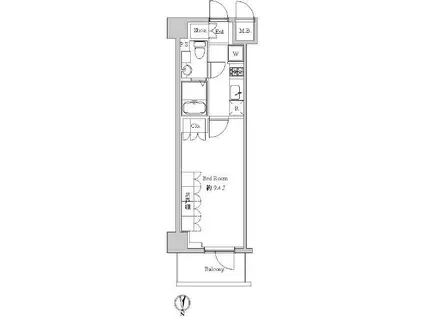 スペーシア住吉(1K/4階)の間取り写真