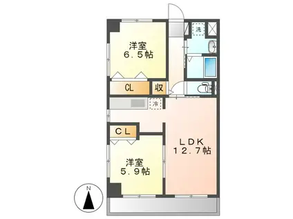 パテオはなの木(2LDK/1階)の間取り写真